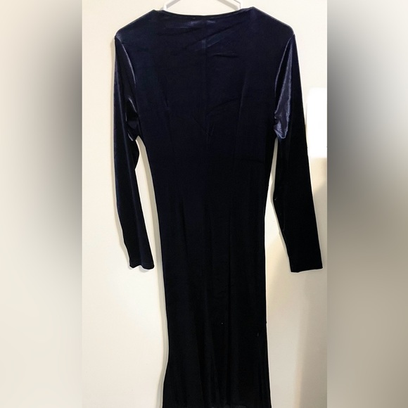 Sz L ZABERRY Women's V Neck Wrap Long Sleeve Elegant Velvet Cocktail Maxi New - Picture 4 of 7